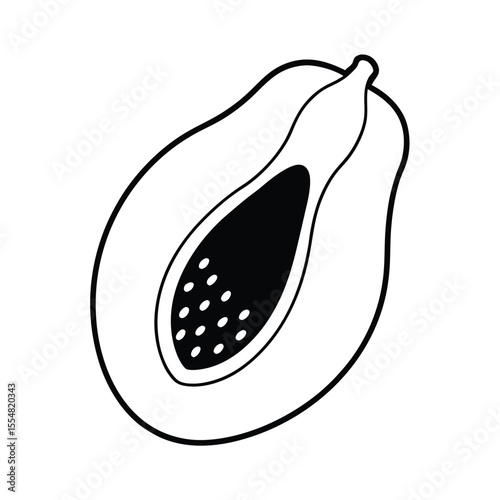 sliced papaya fruit vector illustration