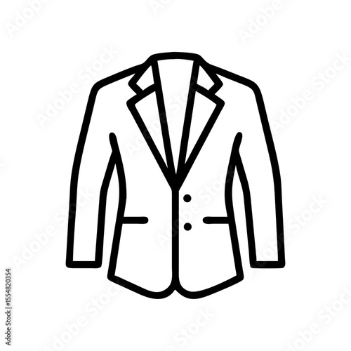 Minimalist line icon of a men's formal jacket or blazer isolated on white
