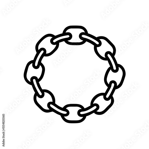 Simple circular black outline chain link icon