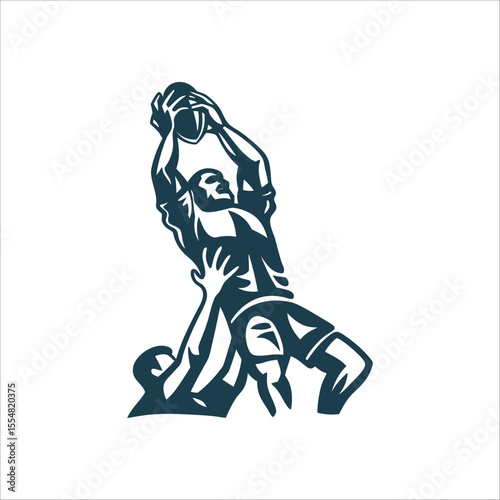 Rugby Lineout Throw Silhouette Vector Graphic Hooker Throw Lineout ball throw in