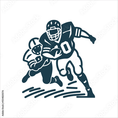 Football Player Breaking Tackle Vector Illustration Breaking Tackle Player powering through a defender