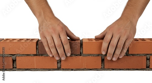 Hands laying bricks to build a wall