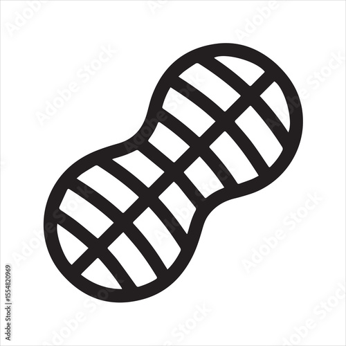 Peanut Icon Outline Style Black and White Vector Nut Symbol