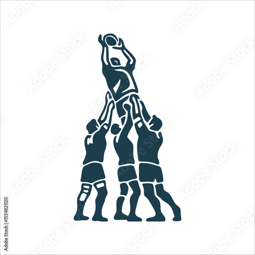 Rugby Lineout Throw Silhouette Vector Graphic Hooker Throw Lineout ball throw in