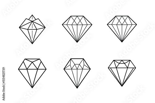 gem icon line art vector illustration