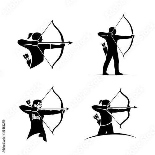 Sharp Outlined Silhouette Of A Focused Archer