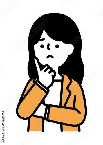 腕を組んで困り顔のビジネスパーソンの女性のベクターイラスト