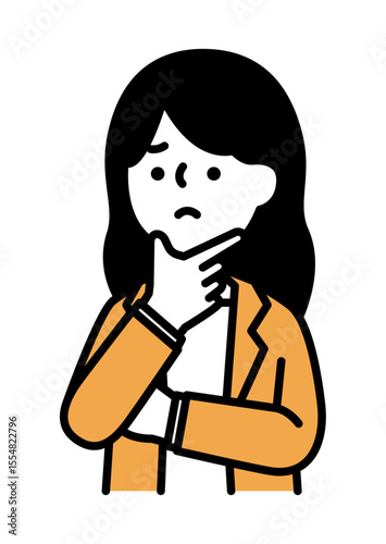 困っている表情とポーズの女性のベクターイラスト