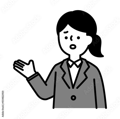 悩んでいるスーツのビジネスパーソンの女性のベクターイラスト
