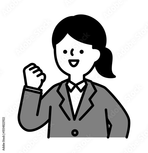 ガッツポーズをする笑顔のビジネスパーソンの女性のベクターイラスト
