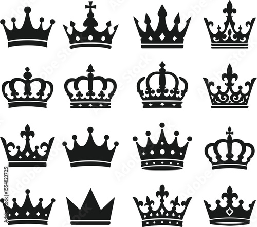 Royal Crown Silhouettes Collection – Elegant Vector Icons