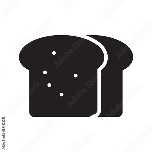 Bread slice icon for bakery shop and breakfast food toast for making a sandwich or part of a healthy meal gluten carbohydrate food product symbol vector solid glyph icon