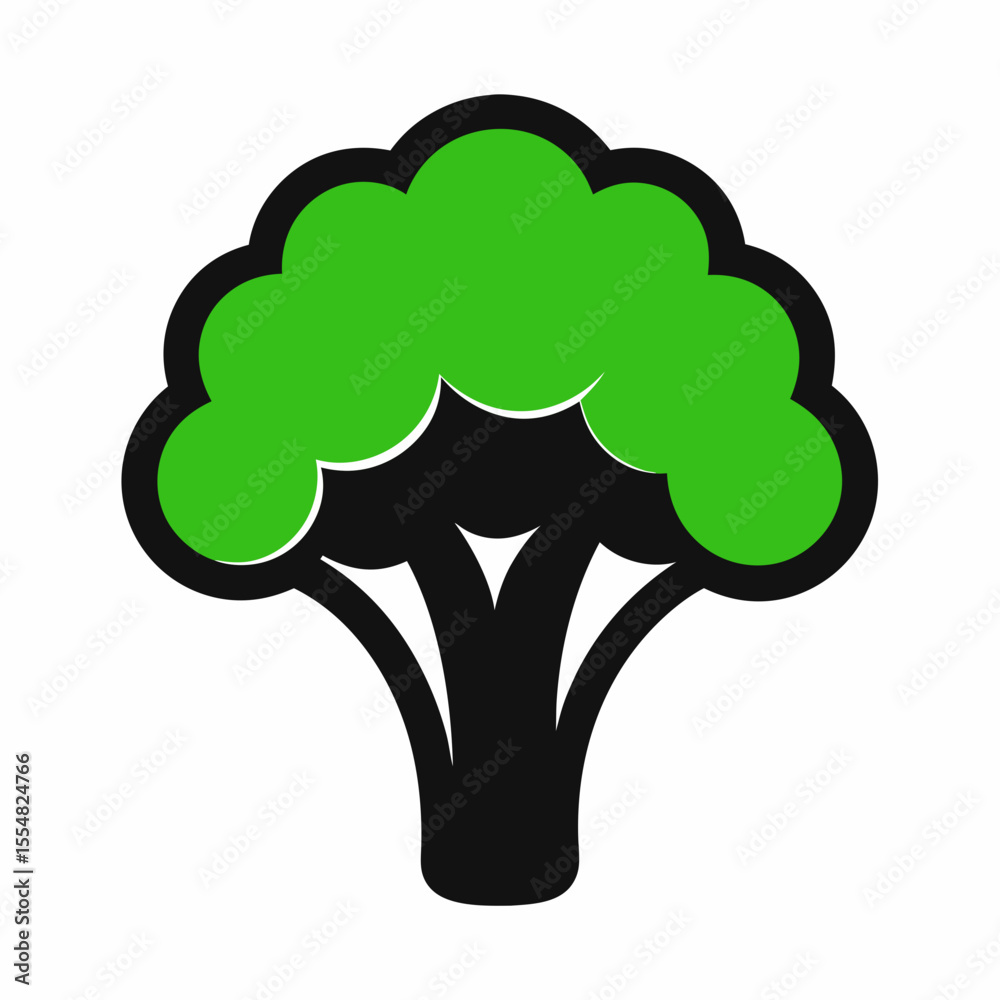 Green broccoli floret isolated on white background Green broccoli floret isolated on white background