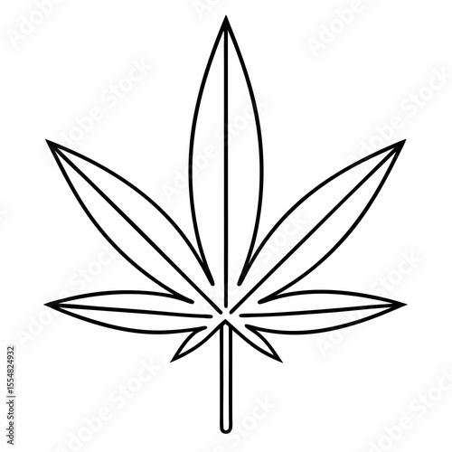 Cannabis leaf outline isolated on white background