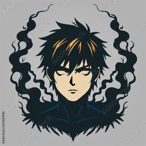 Anime silhouette, man anime style