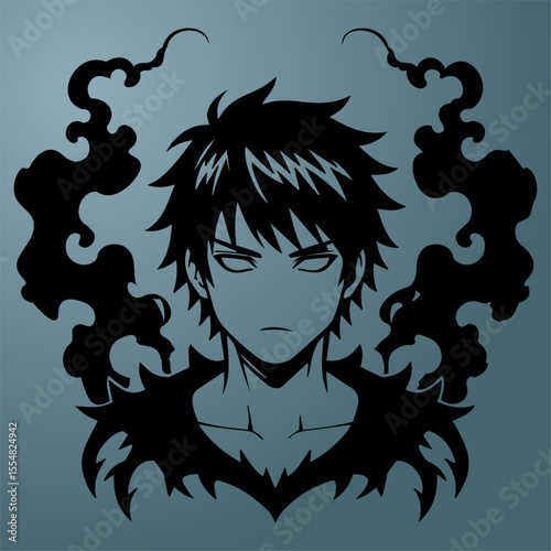 Anime silhouette, man anime style