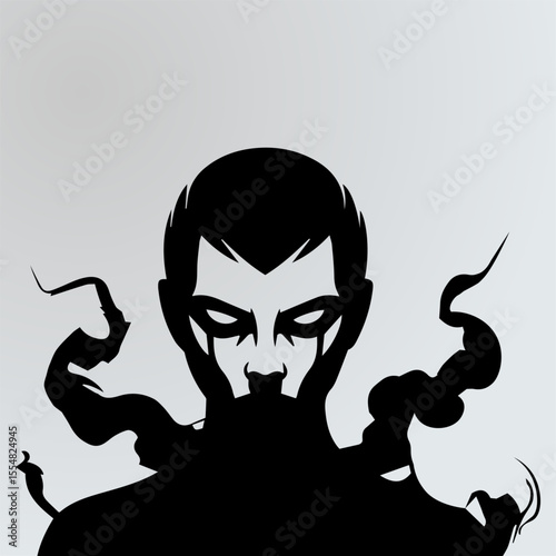 Anime silhouette, man anime style