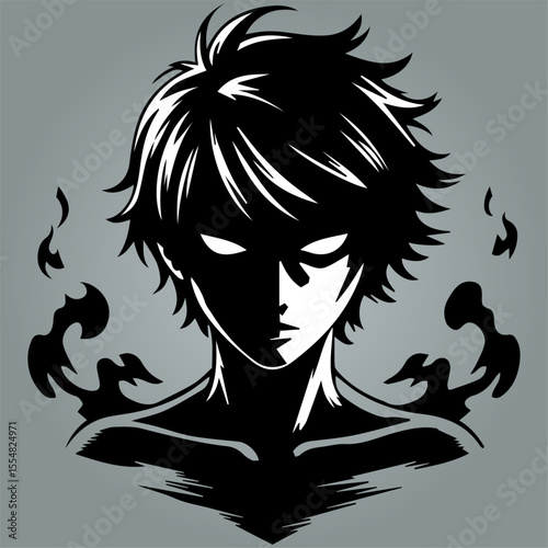 Anime silhouette, man anime style