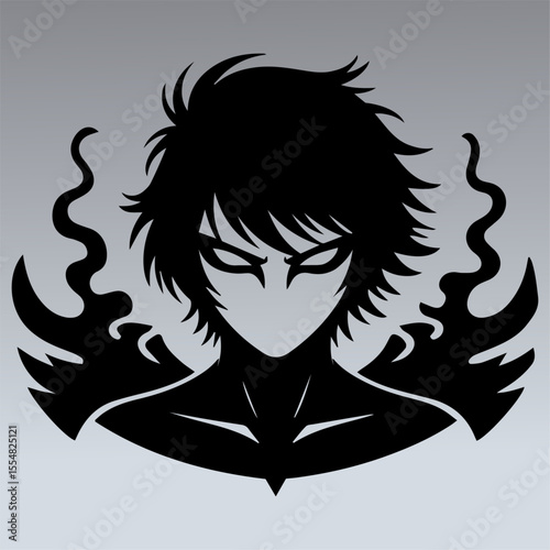Anime silhouette, man anime style