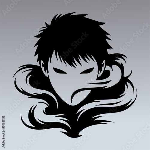 Anime silhouette, man anime style