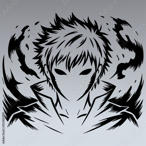 Anime silhouette, man anime style