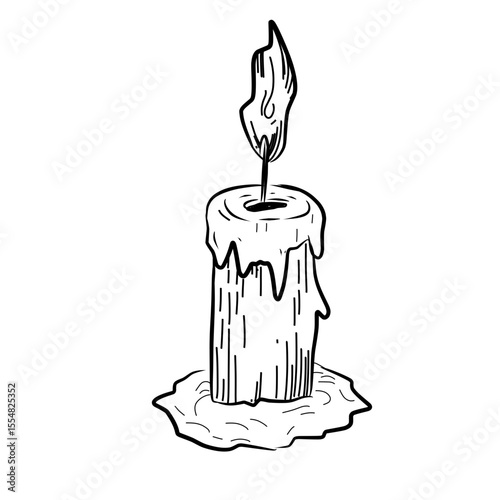 Burning candle vector sketch line art hand drawn illustration 