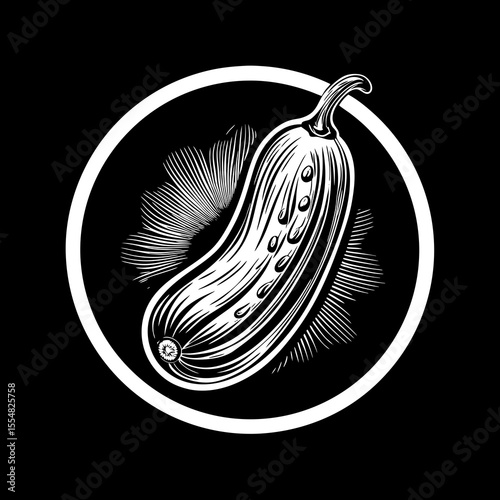 Engraved pickle isolated on white background