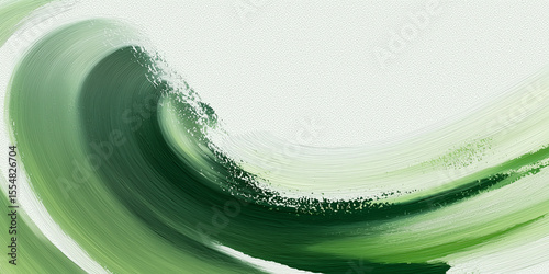 Green acrylic painting background creating a wave effect