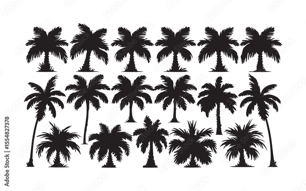 Fototapeta premium Collection of various palm tree silhouettes