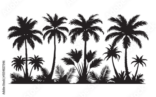 Collection of various palm tree silhouettes