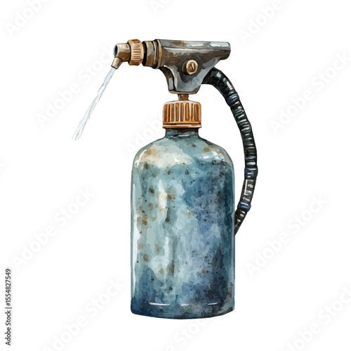 Garden Sprayer, watercolor illustration vector, isolated on a white background.