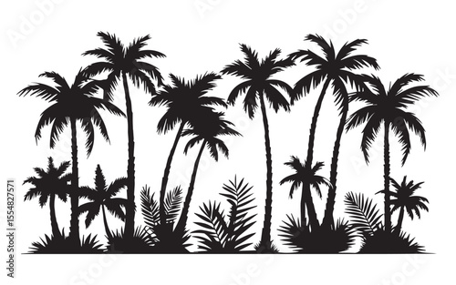 Collection of various palm tree silhouettes