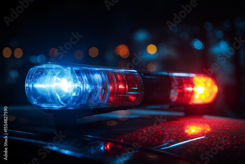Under flashing red and blue lights, a figure is taken into custody by police at night, while patrol cars loom in the distance, capturing a tense moment of law and order.









