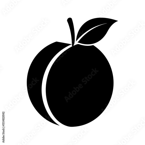 Peach with leaf isolated on white background