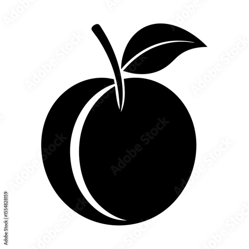 Peach with leaf isolated on white background