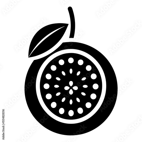 Passionfruit with leaf isolated on white background