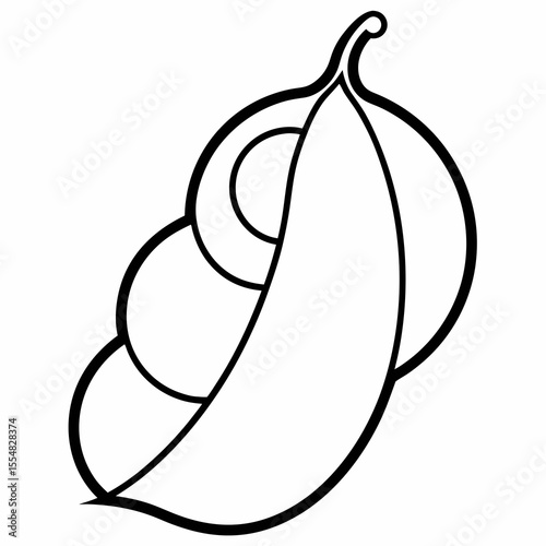 Pea pod outline isolated on white background