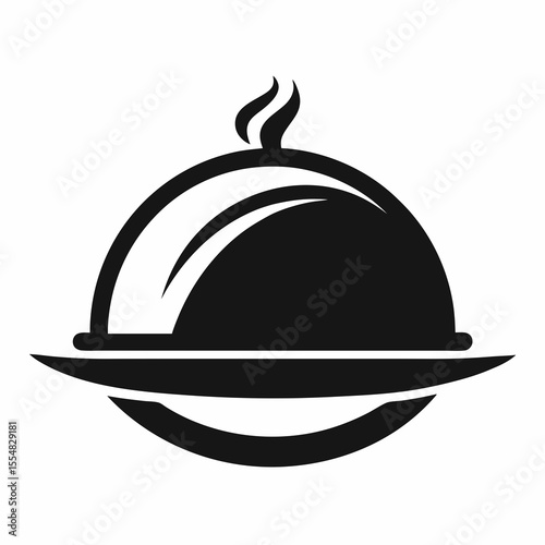 Food platter with dome isolated on white background