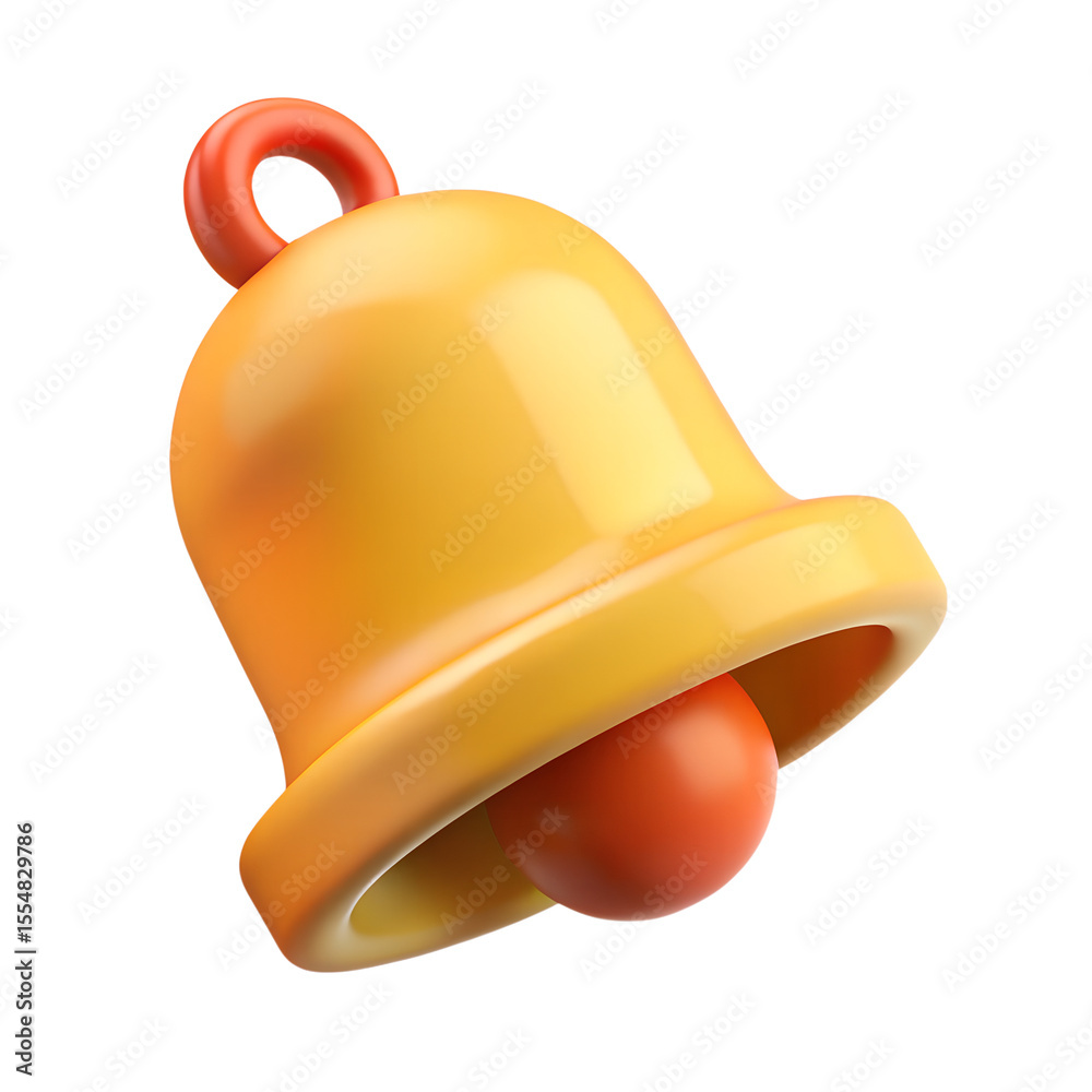 Fototapeta premium notification bell 3d rendering isolated on transparent background. Cartoon plastic style 