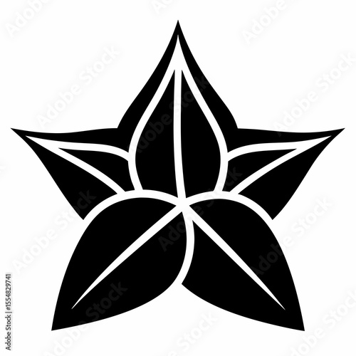 Stylized flower isolated on white background in black and white