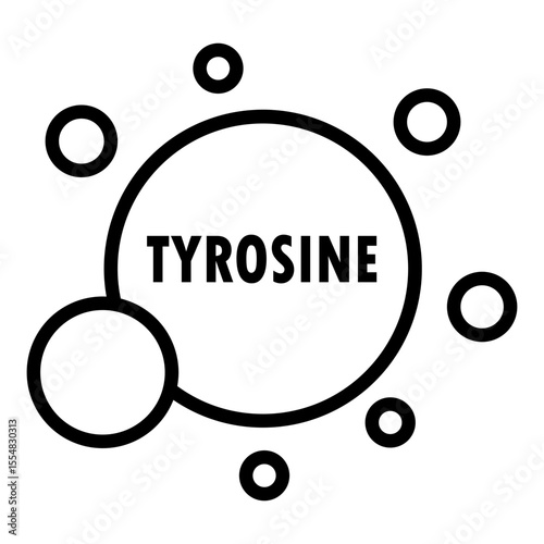 Tyrosine amino acid molecule line icon