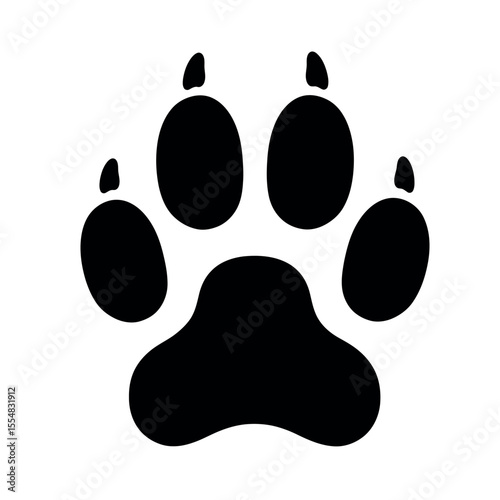 Paw Print Silhouette: An emblematic graphic of a single paw print stands bold, symbolizing the untamed wilderness, often representing the enduring link between creatures and their tracks.