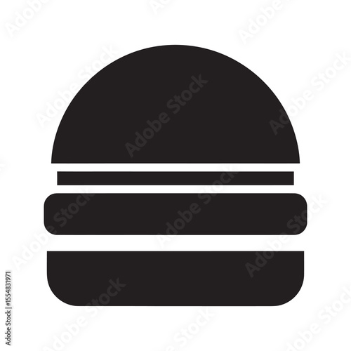 Hamburger icon for fast food restaurant menu and takeaway service classic beef burger with lettuce and bun a popular sandwich meal for lunch vector solid glyph icon