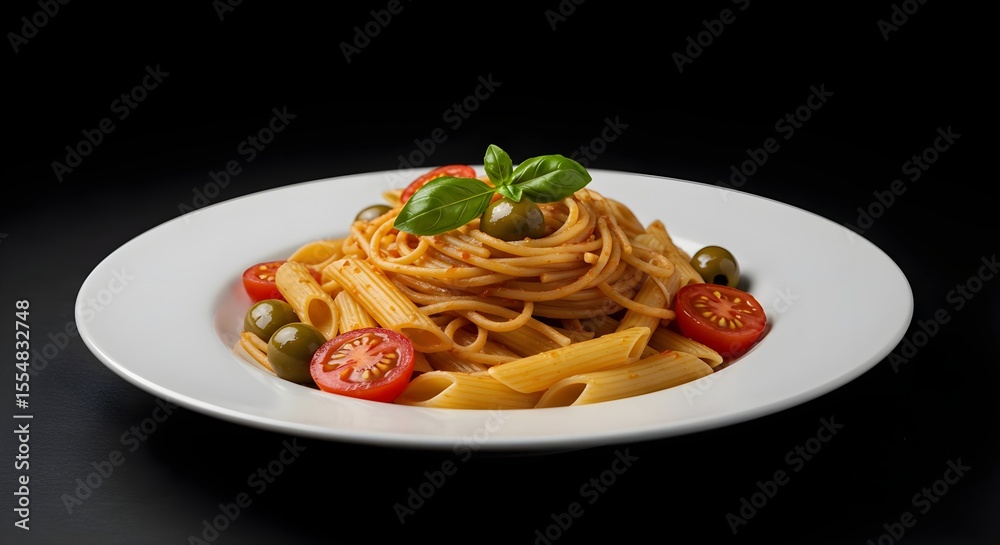 Pasta, Spaghetti, Penne, Delicious Pasta with Tomatoes and Olives Pasta, Spaghetti, Penne, Delicious Pasta with Tomatoes and Olives
