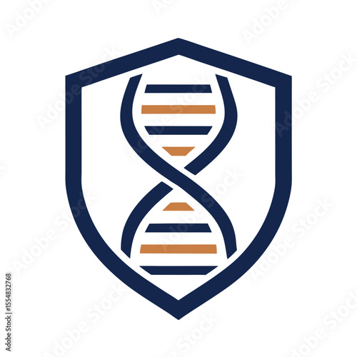 Shield with D N A helix inside science genetics