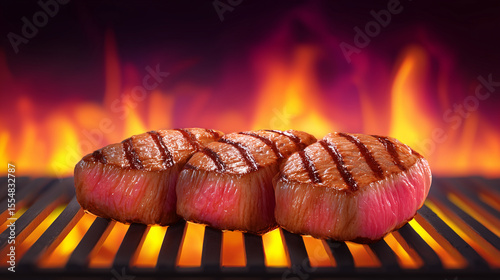 Grilling juicy steak over open flame backyard bbq event culinary delight vibrant atmosphere close-up view cooking inspiration