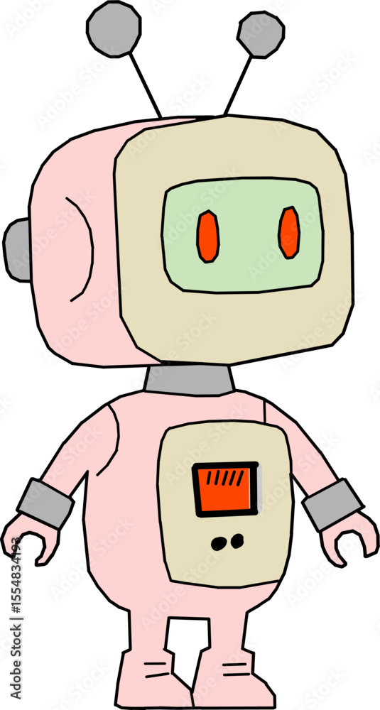 Naklejka premium Vector funny cartoon robot