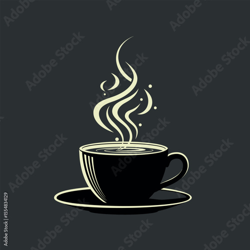 A hot cup of coffee with steam rising in a cozy cafe setting