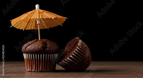 Wallpaper Mural Chocolate muffin, Muffin, Cupcake, Chocolate Muffin with Cocktail Umbrella Torontodigital.ca