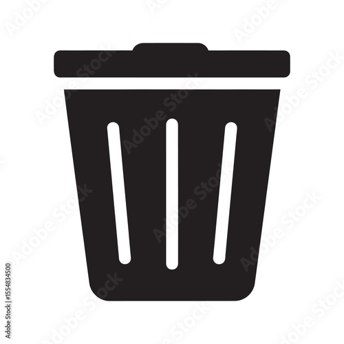 Trash can icon for waste disposal and garbage collection symbol for delete or remove command in a user interface recycling bin for rubbish vector solid glyph icon